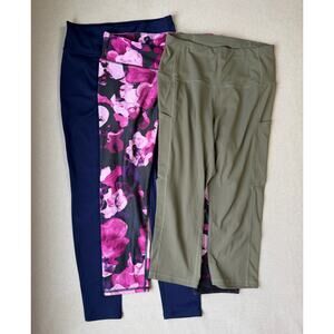 Leggings Bundle Size Medium Fabletics + Amazon Brand Floral Solid Pockets